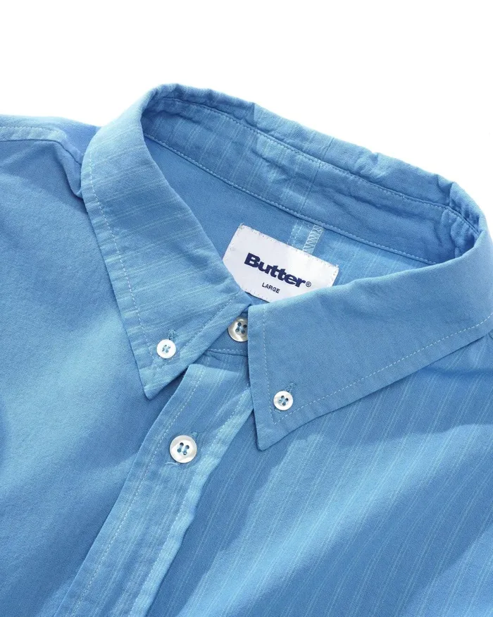Shirts Men Butter Goods Patchwork Plaid LS Shirt Overdye Blue Shirts Men Butter Goods Patchwork Plaid LS Shirt Overdye Blue