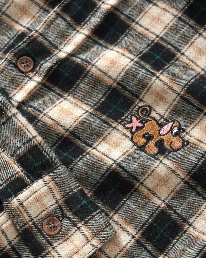 Shirts Men Butter Goods Pooch Flannel Shirt Black Shirts Men Butter Goods Pooch Flannel Shirt Black