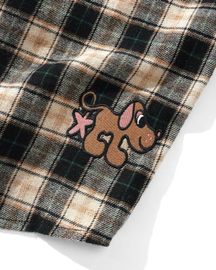 Shirts Men Butter Goods Pooch Flannel Shirt Black Shirts Men Butter Goods Pooch Flannel Shirt Black