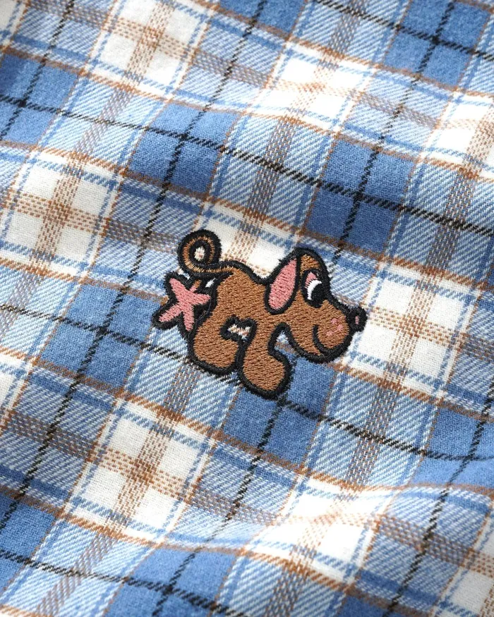 Shirts Men Butter Goods Pooch Flannel Shirt Sky Blue Shirts Men Butter Goods Pooch Flannel Shirt Sky Blue