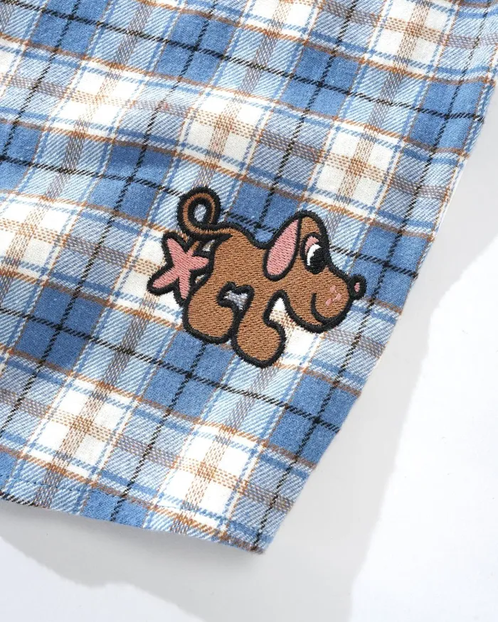 Shirts Men Butter Goods Pooch Flannel Shirt Sky Blue Shirts Men Butter Goods Pooch Flannel Shirt Sky Blue