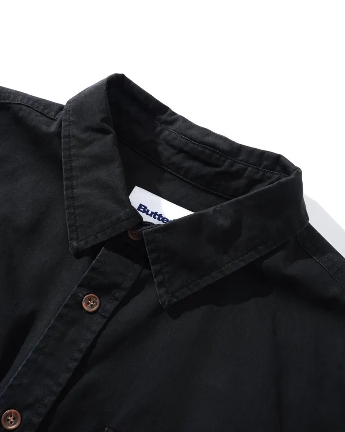 Shirts Men Butter Goods Washed Pocket LS Shirt Black Shirts Men Butter Goods Washed Pocket LS Shirt Black