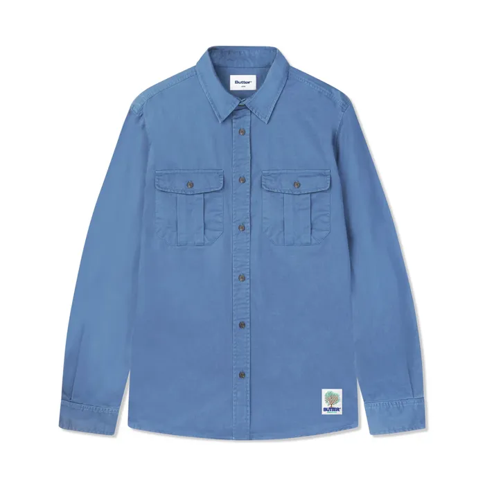 Shirts Men Butter Goods Washed Pocket LS Shirt Pacific
