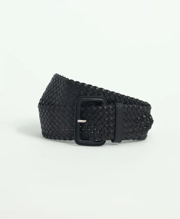 Shoes andamp Belts Women Brooks Brothers Classic Woven Leather Belt Black
