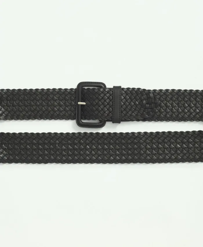 Shoes andamp Belts Women Brooks Brothers Classic Woven Leather Belt Black
