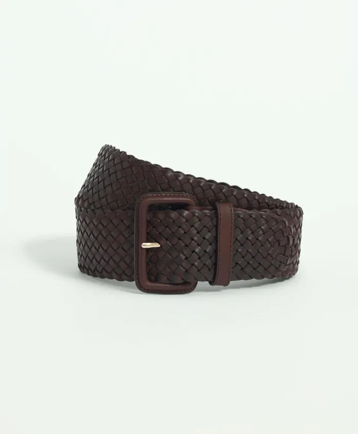 Shoes andamp Belts Women Brooks Brothers Classic Woven Leather Belt Brown