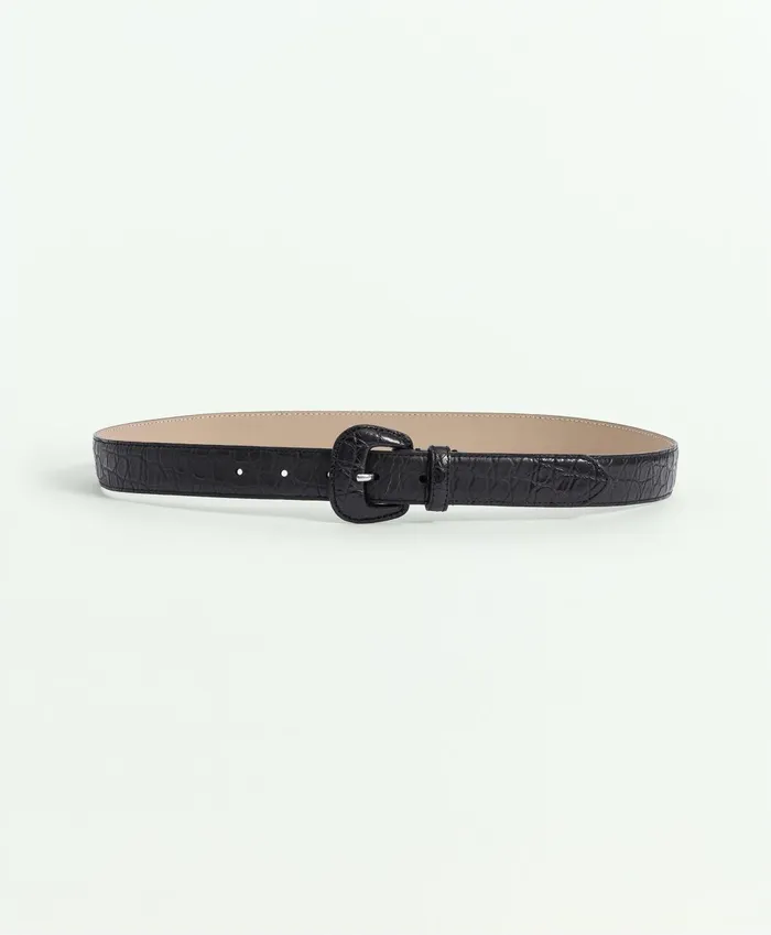 Shoes andamp Belts Women Brooks Brothers Leather Alligator Embossed Belt Black