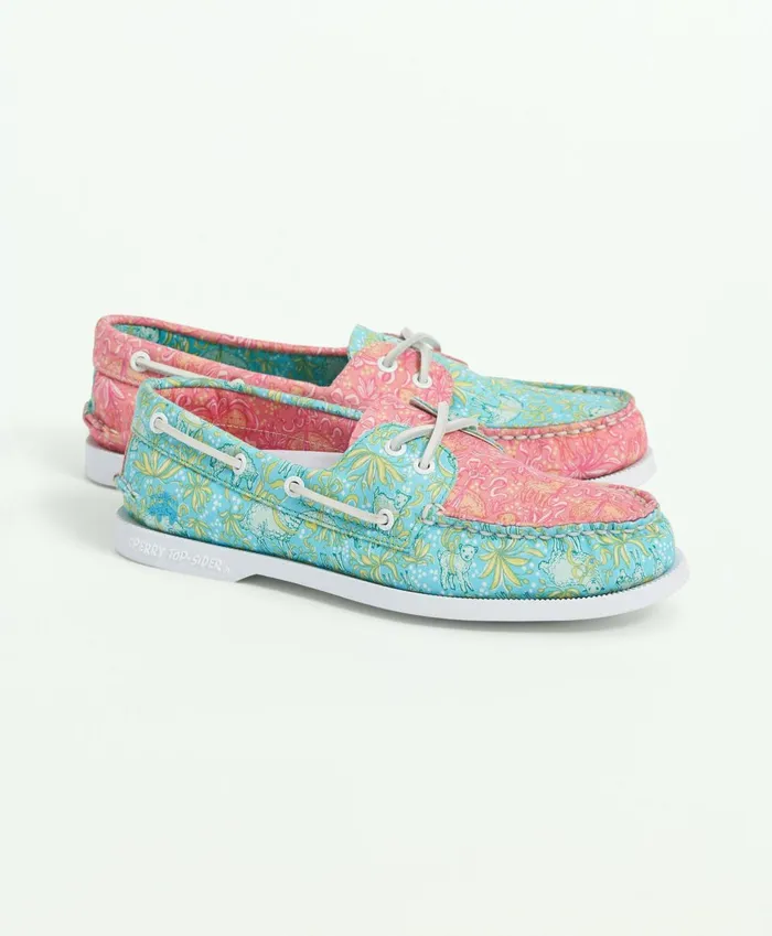 Shoes andamp Belts Women Brooks Brothers Womenand039S Sperry X Brooks Brothers AO 2Eye Floral Blue