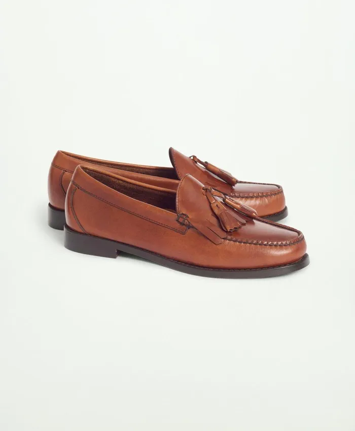 Shoes Men Brooks Brothers Cheever Tassel Loafer With Kiltie Brown