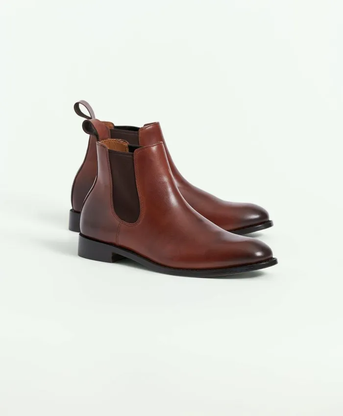 Shoes Men Brooks Brothers Leather Chelsea Boots Cognac