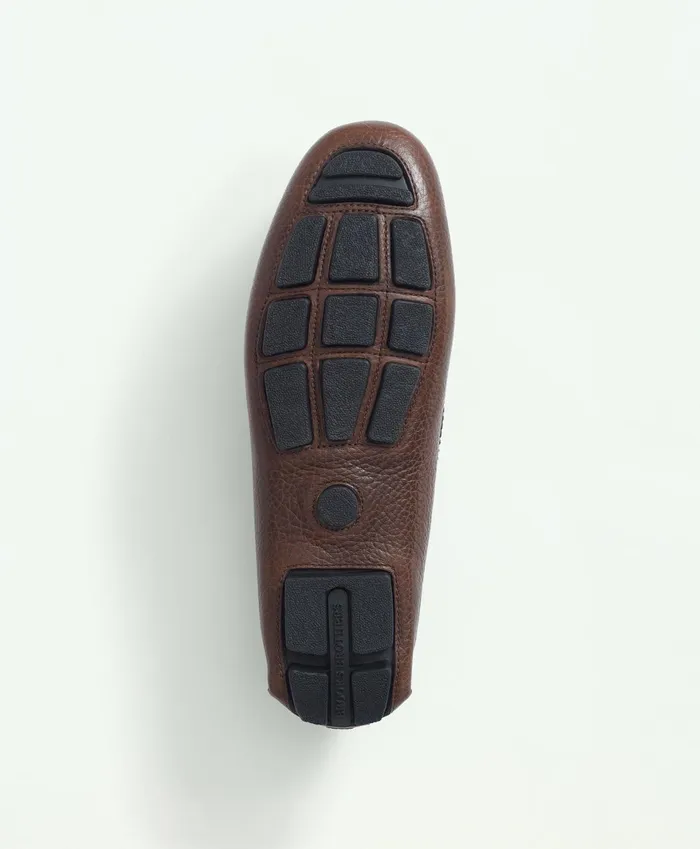 Shoes Men Brooks Brothers Pebbled Leather Driving Moccasins Brown