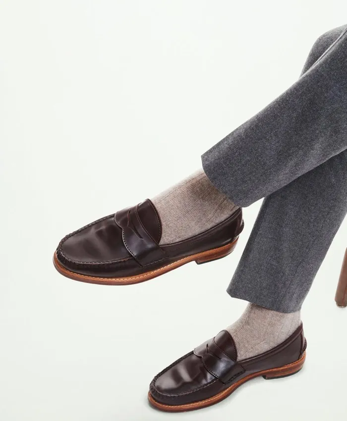 Shoes Men Brooks Brothers Rancourt Cordovan Pinch Penny Loafer Burgundy