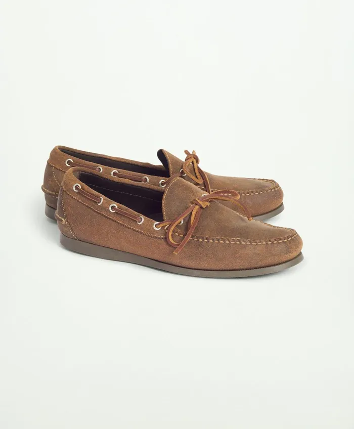 Shoes Men Brooks Brothers Sconset Camp Moc In Leather Dark Brown