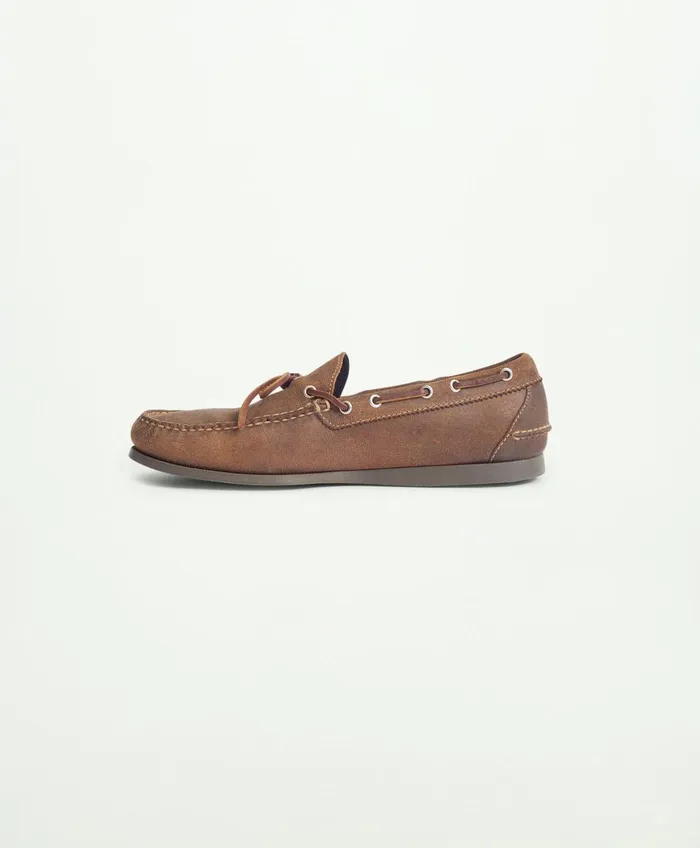 Shoes Men Brooks Brothers Sconset Camp Moc In Leather Dark Brown
