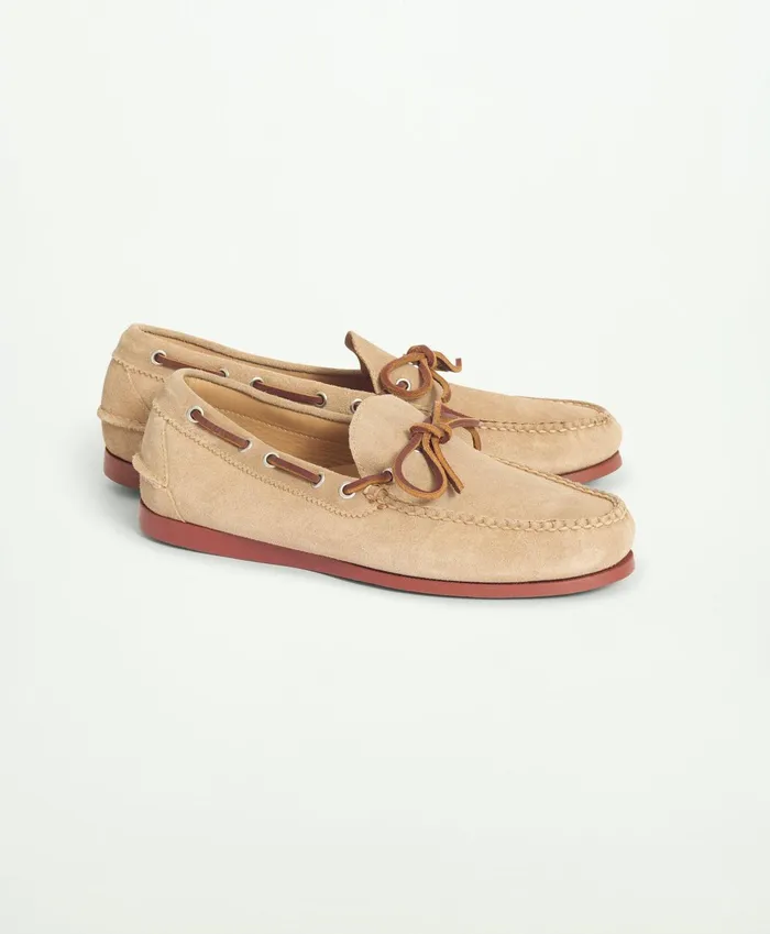 Shoes Men Brooks Brothers Sconset Camp Moc In Suede Stone