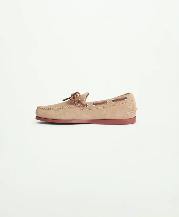 Shoes Men Brooks Brothers Sconset Camp Moc In Suede Stone