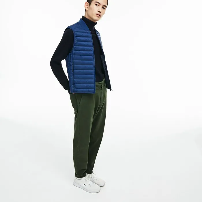 Short Contrast Lining Quilted Vest Inkwell Mens Lacoste Jackets and Coats Outlet
