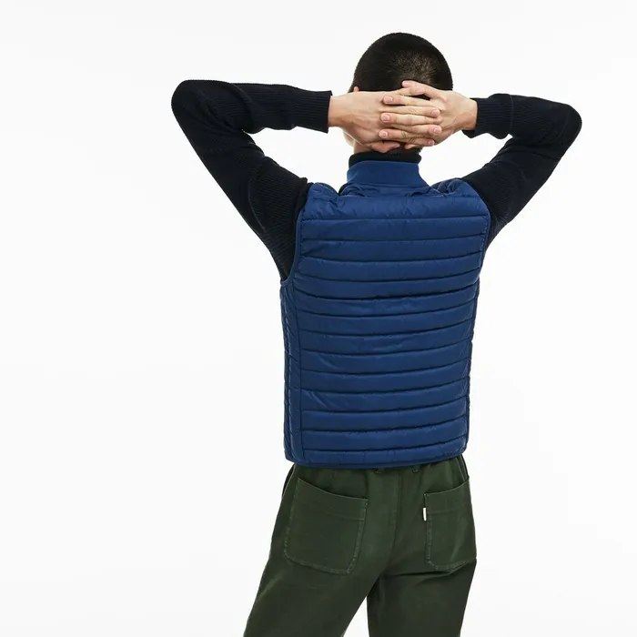 Short Contrast Lining Quilted Vest Inkwell Mens Lacoste Jackets and Coats Outlet