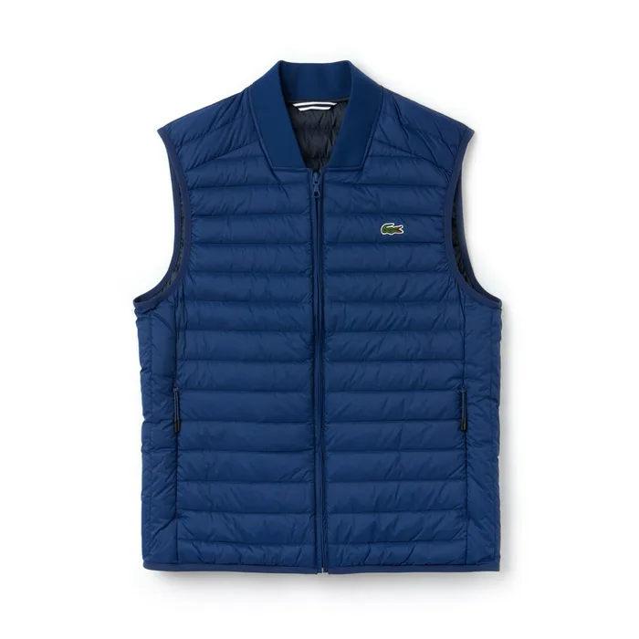 Short Contrast Lining Quilted Vest Inkwell Mens Lacoste Jackets and Coats Outlet