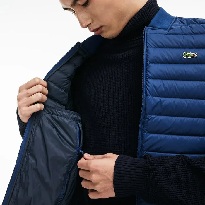 Short Contrast Lining Quilted Vest Inkwell Mens Lacoste Jackets and Coats Outlet