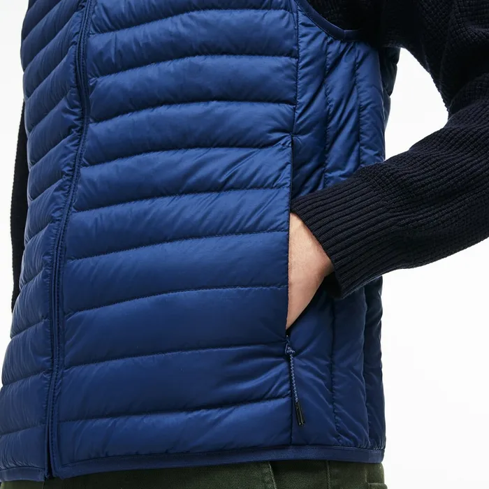 Short Contrast Lining Quilted Vest Inkwell Mens Lacoste Jackets and Coats Outlet