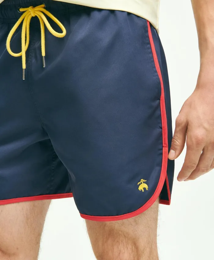 Shorts andamp Swimwear Men Brooks Brothers 5and034 Stretch Montauk Solid Swim Trunks Navy
