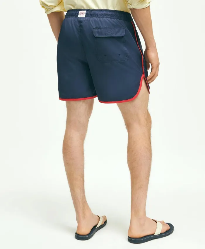 Shorts andamp Swimwear Men Brooks Brothers 5and034 Stretch Montauk Solid Swim Trunks Navy