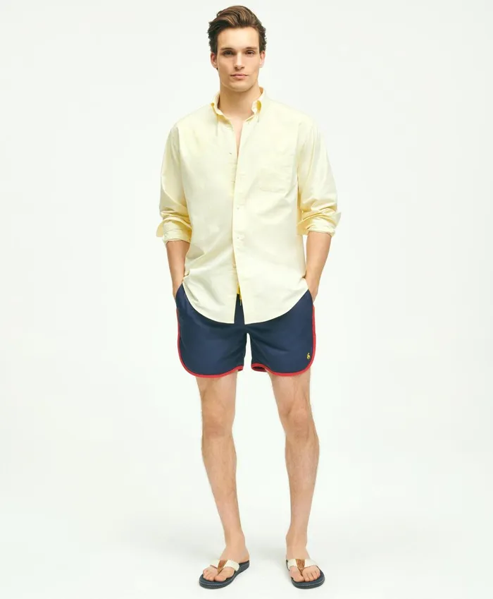 Shorts andamp Swimwear Men Brooks Brothers 5and034 Stretch Montauk Solid Swim Trunks Navy