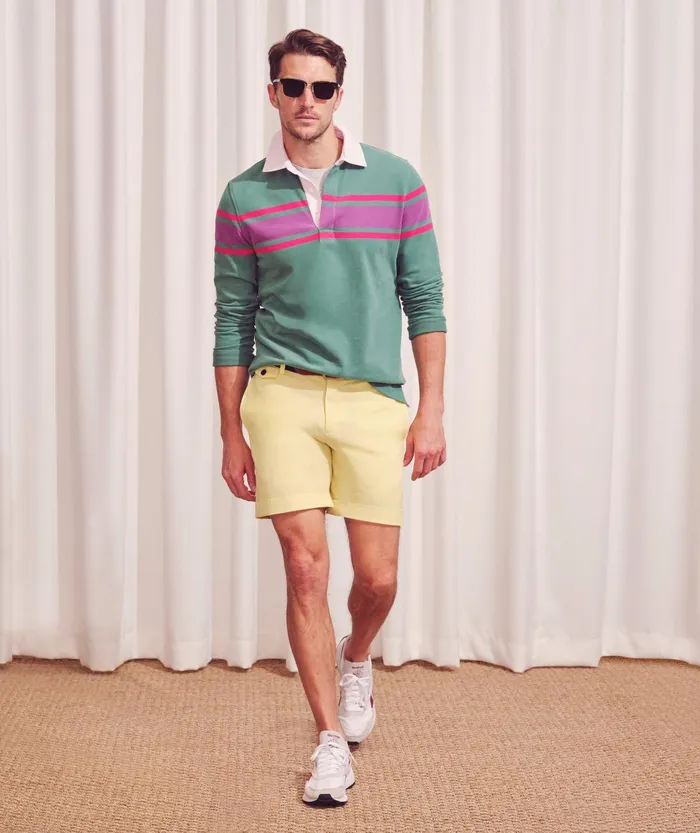 Shorts andamp Swimwear Men Brooks Brothers 9and034 Stretch Supima Cotton Poplin Shorts Yellow