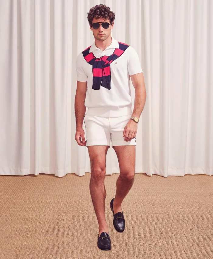 Shorts andamp Swimwear Men Brooks Brothers Canvas Tennis Shorts White