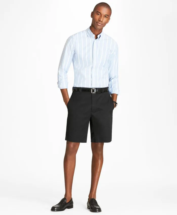 Shorts andamp Swimwear Men Brooks Brothers Flat Front Stretch Advantage Chino Shorts Black