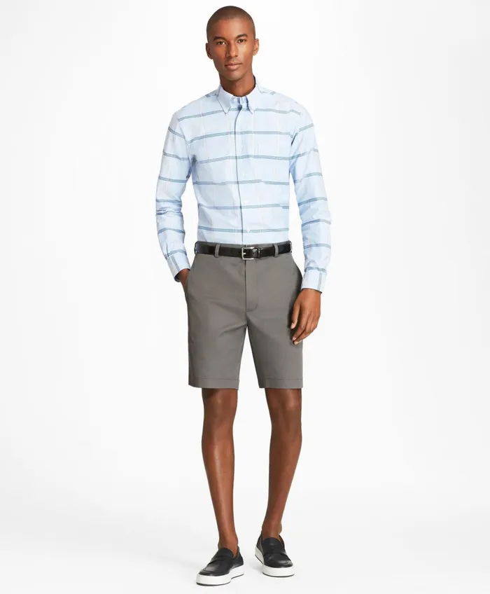Shorts andamp Swimwear Men Brooks Brothers Flat Front Stretch Advantage Chino Shorts Grey