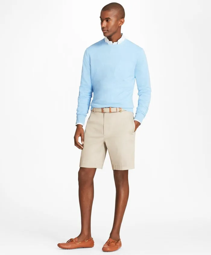 Shorts andamp Swimwear Men Brooks Brothers Flat Front Stretch Advantage Chino Shorts Khaki