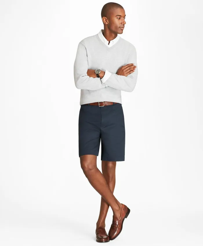 Shorts andamp Swimwear Men Brooks Brothers Flat Front Stretch Advantage Chino Shorts Navy