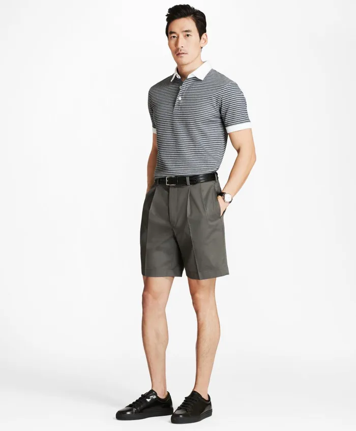 Shorts andamp Swimwear Men Brooks Brothers Pleat Front Stretch Advantage Chino Shorts Grey