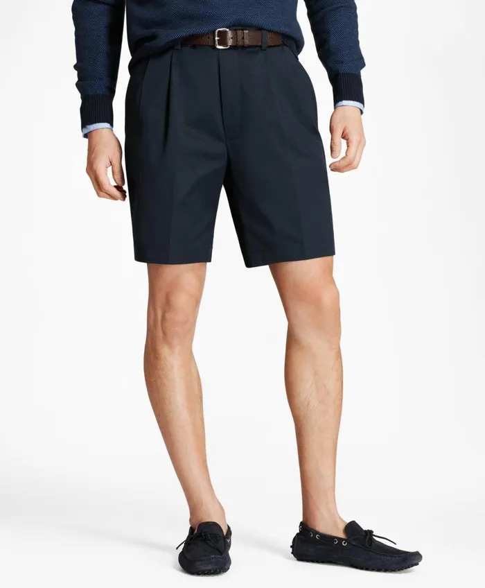 Shorts andamp Swimwear Men Brooks Brothers Pleat Front Stretch Advantage Chino Shorts Navy