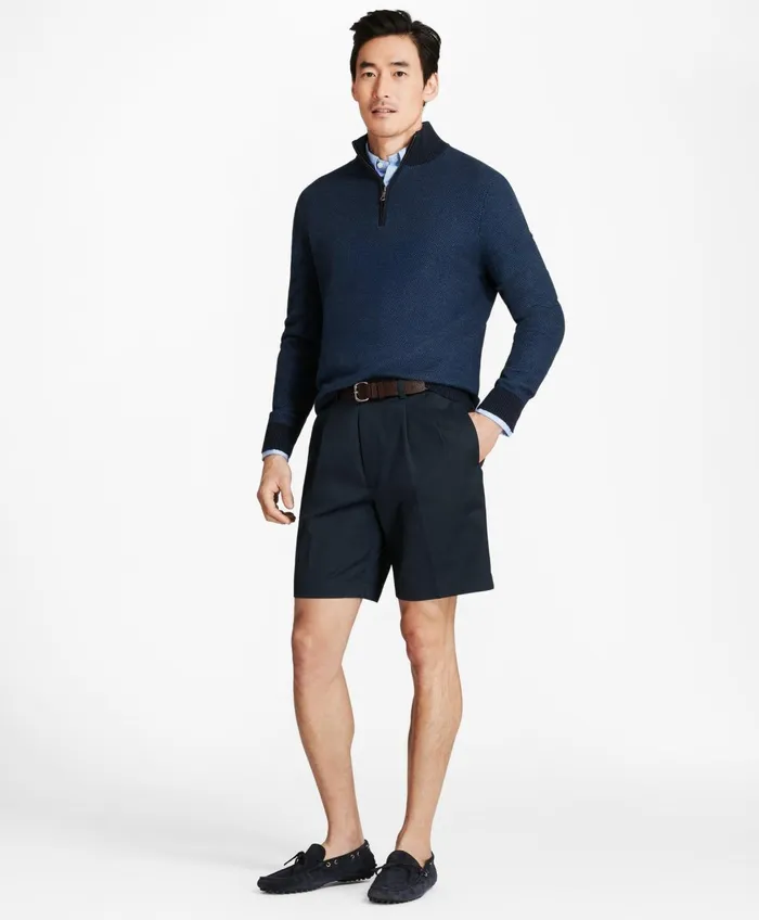Shorts andamp Swimwear Men Brooks Brothers Pleat Front Stretch Advantage Chino Shorts Navy