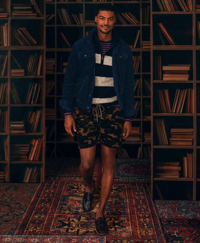 Shorts andamp Swimwear Men Brooks Brothers Stretch Cotton Camouflage Drawstring Friday 8Wale Corduroy Shorts Multi