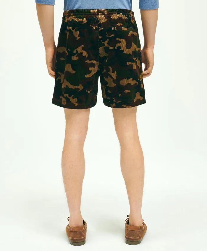 Shorts andamp Swimwear Men Brooks Brothers Stretch Cotton Camouflage Drawstring Friday 8Wale Corduroy Shorts Multi