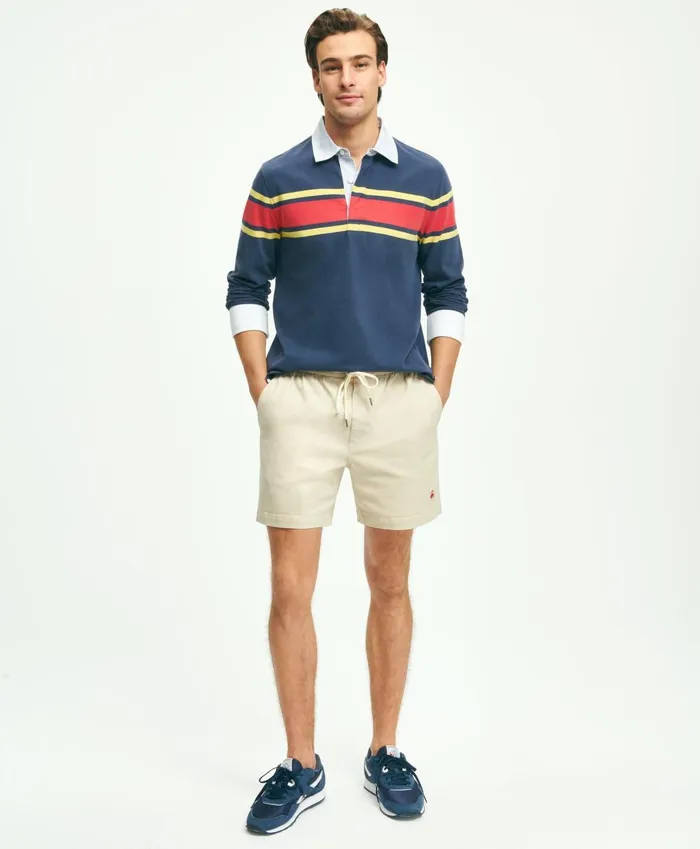 Shorts andamp Swimwear Men Brooks Brothers Stretch Cotton Friday Club Shorts Oatmeal