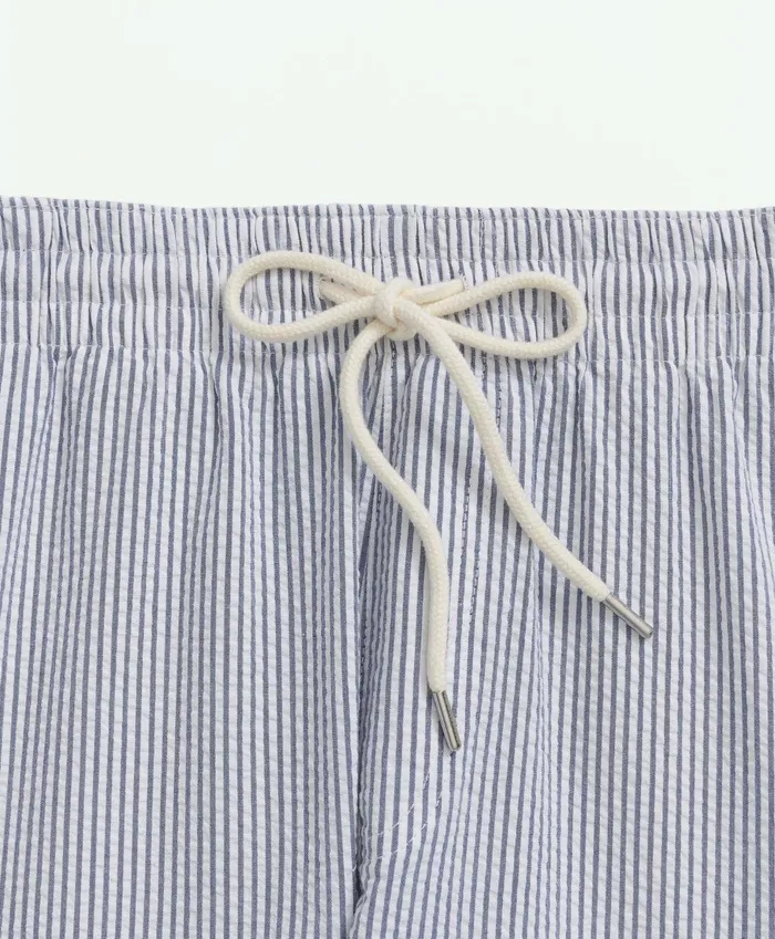 Shorts andamp Swimwear Men Brooks Brothers Stretch Cotton Seersucker Friday Shorts Blueivory