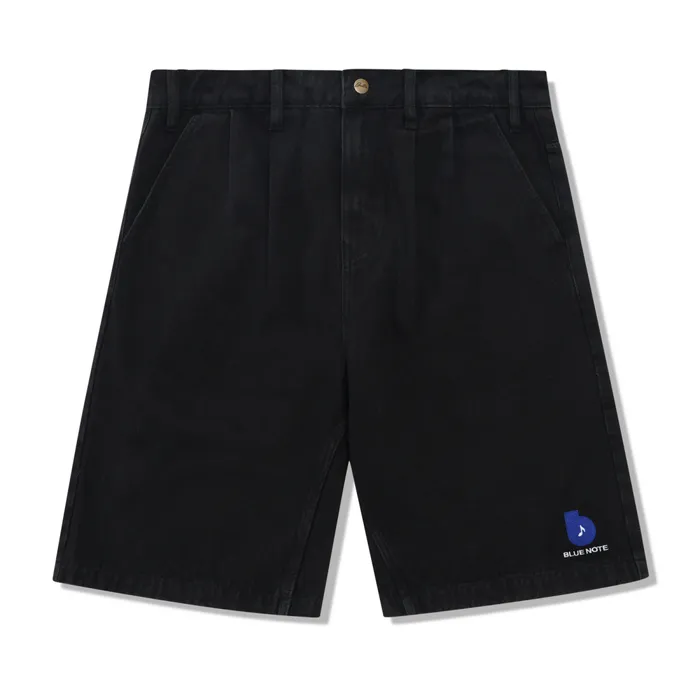 Shorts Men Butter Goods Blue Note Pleated Denim Shorts Washed Black