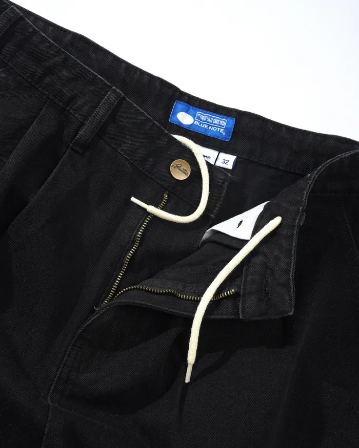 Shorts Men Butter Goods Blue Note Pleated Denim Shorts Washed Black Shorts Men Butter Goods Blue Note Pleated Denim Shorts Washed Black