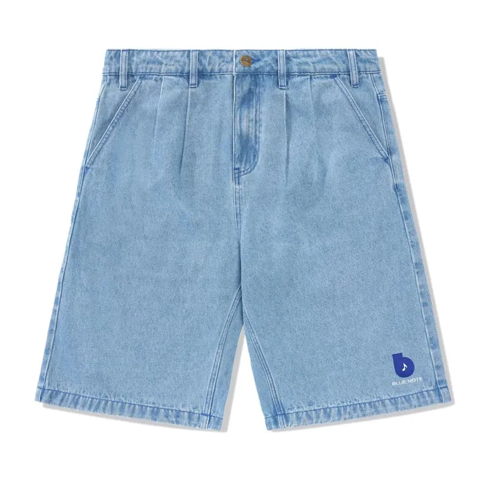 Shorts Men Butter Goods Blue Note Pleated Denim Shorts Washed Indigo