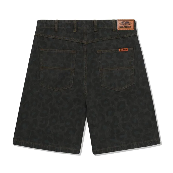 Shorts Men Butter Goods Leopard Denim Shorts Black Shorts Men Butter Goods Leopard Denim Shorts Black