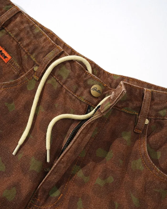 Shorts Men Butter Goods Leopard Denim Shorts Rust Shorts Men Butter Goods Leopard Denim Shorts Rust