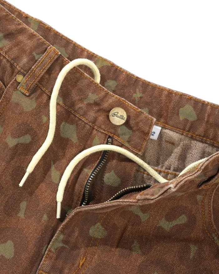 Shorts Men Butter Goods Leopard Denim Shorts Rust Shorts Men Butter Goods Leopard Denim Shorts Rust