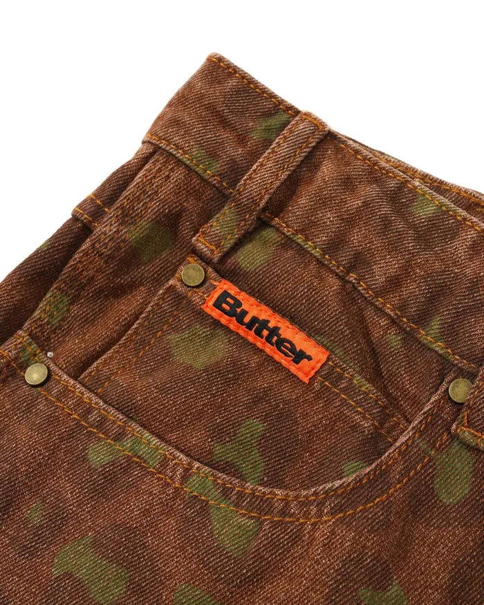 Shorts Men Butter Goods Leopard Denim Shorts Rust Shorts Men Butter Goods Leopard Denim Shorts Rust
