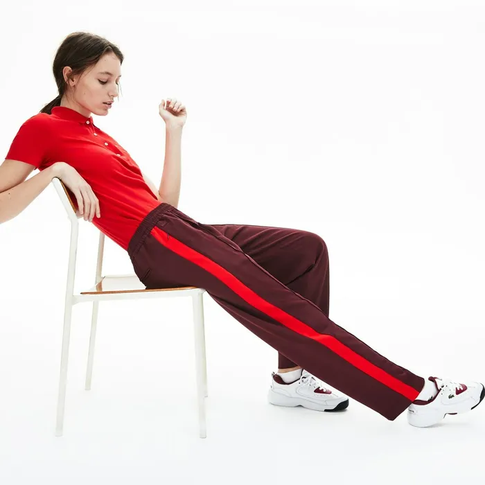 SideStripe Track Pants BordeauxRed Womens Lacoste Pants and Shorts Online