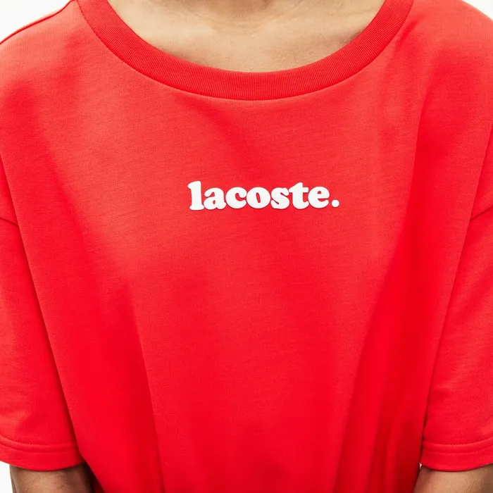 Signature Cotton Fleece Tshirt Dress Red Womens Lacoste Dresses and Skirts Gift for Friend
